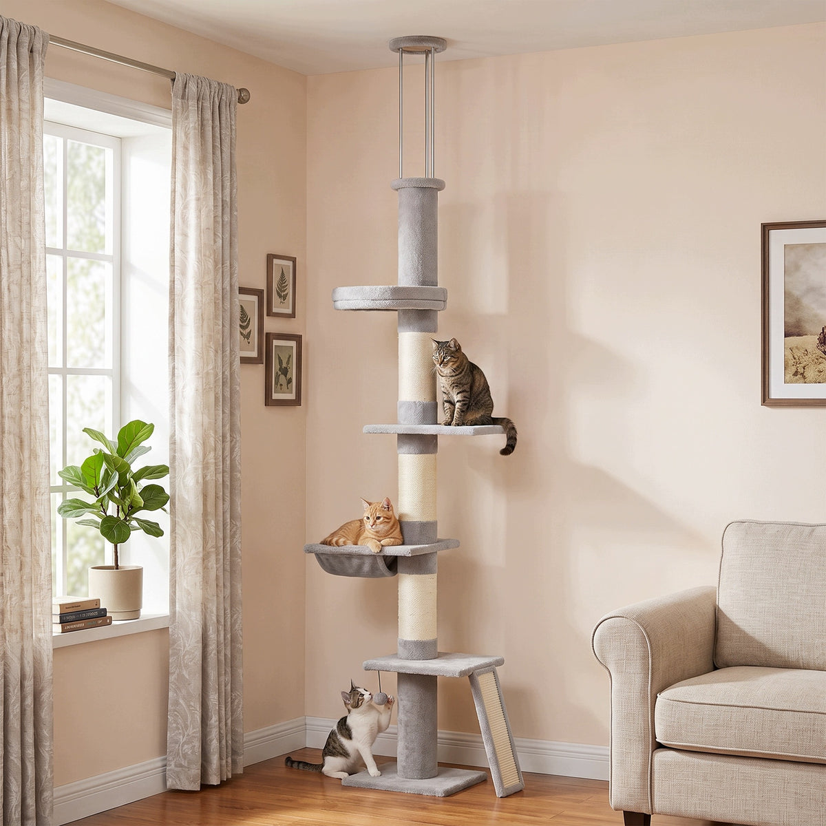 Cat ceiling scratcher 230 – 260 cm, height adjustable, 5 levels Packaging status original