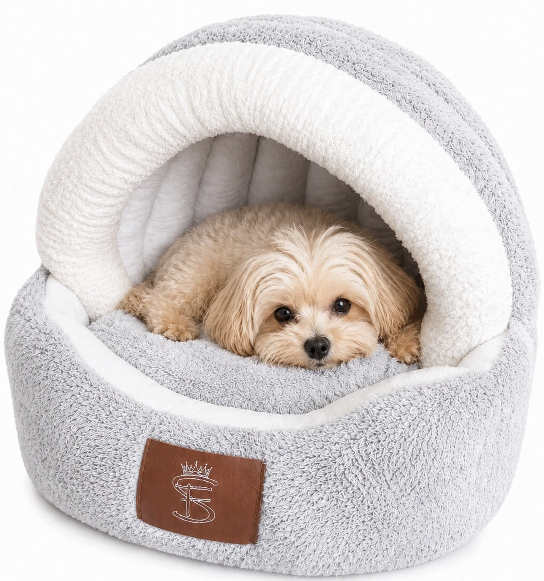 Cat dog bed KOKON with visor GREY booth bedding small dog