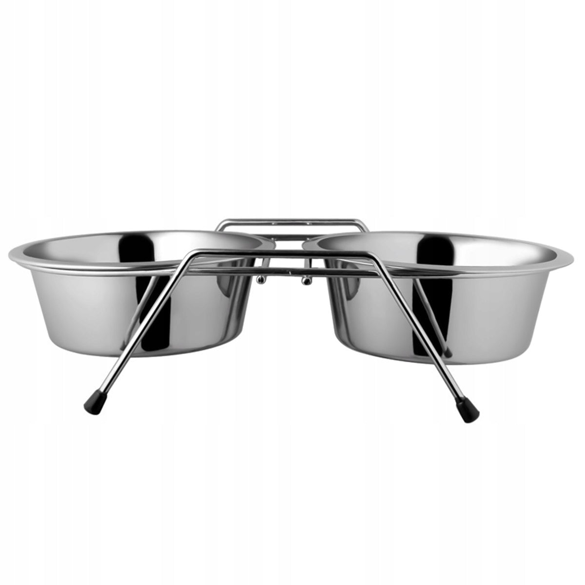 Cat dog bowls Happet double steel 17 cm on metal stand