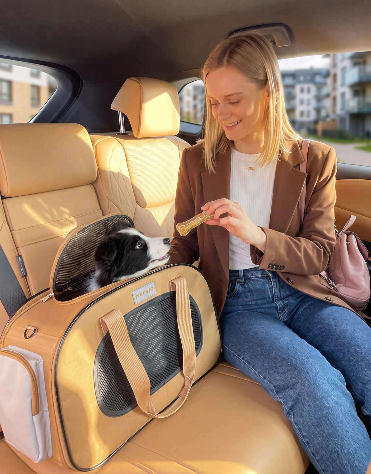 Cat dog transporter car bag Mersjo Voyager 4 entrances with mat 8kg Manufacturer code CP2905-VOYAGER-BROWN