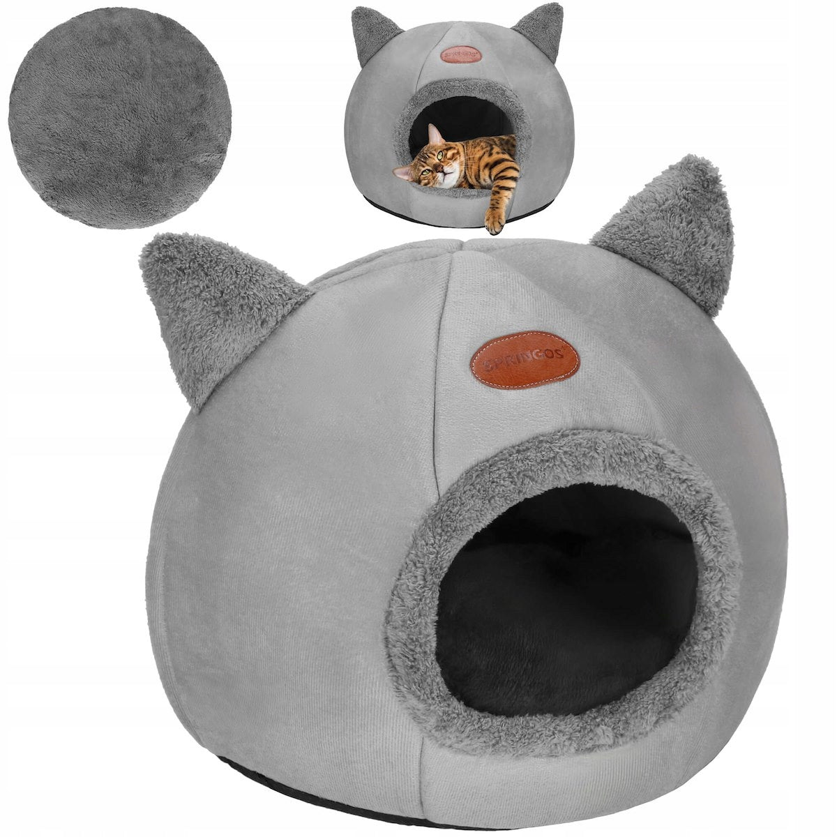 Cat house Springos grey round 37 cm x 31 cm x 36 cm Brand Springos