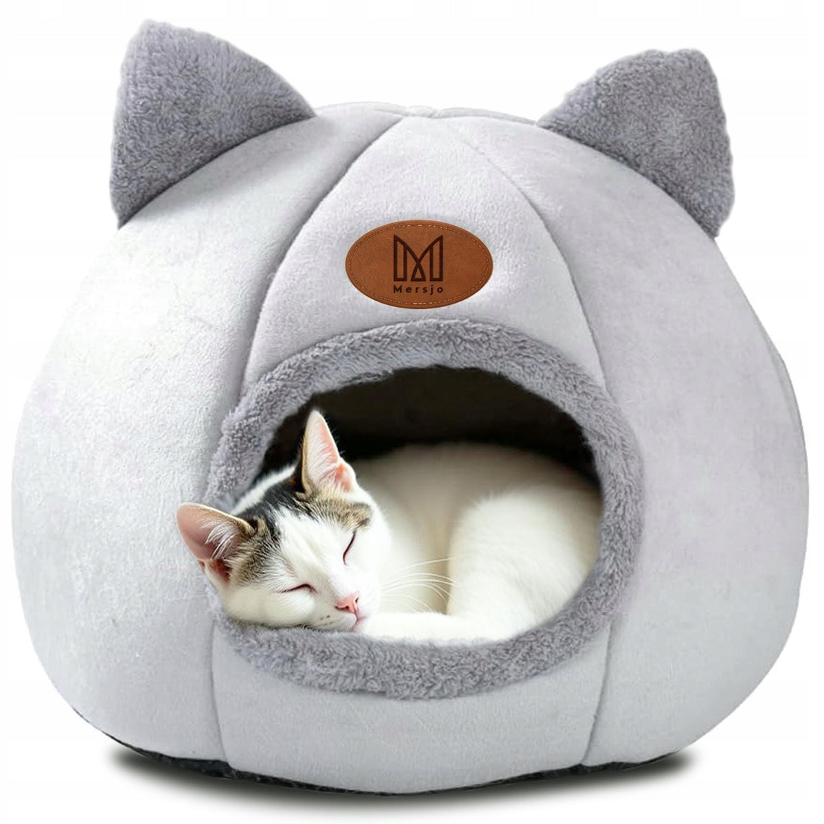 Cat house, booth, plush bed grey with pillow