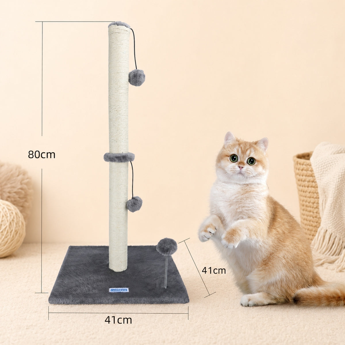 Cat scratcher 80cm sisal post toy ball stable base Manufacturer code B4030342V