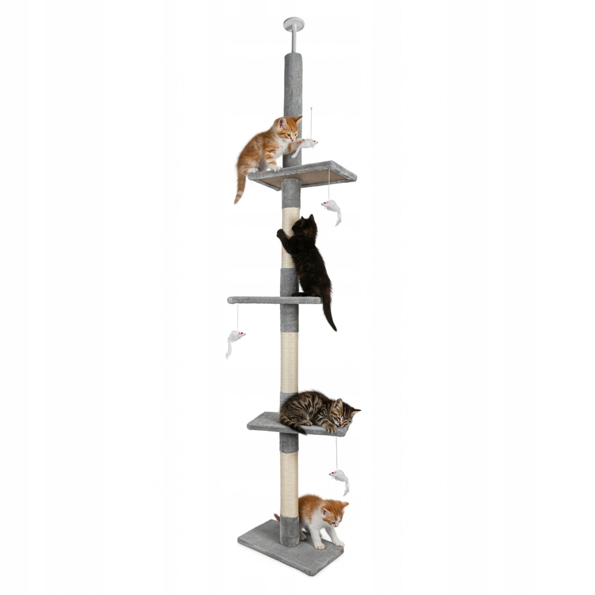 Cat scratcher bed tree post tower 220-285x44x25 cm light grey