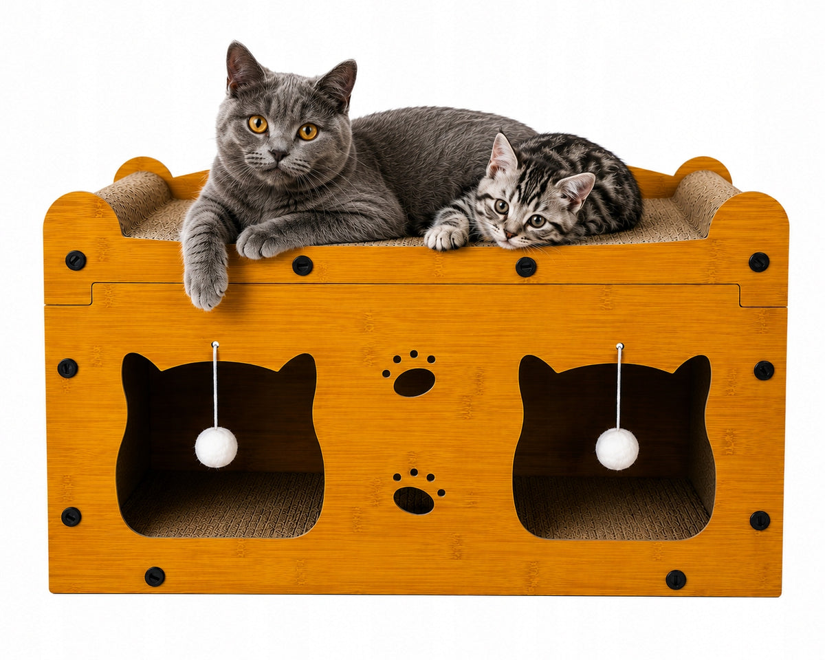 Cat scratcher house 2in1 ECO cardboard bed toy Premium