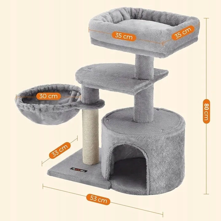 Cat scratcher large grey house booth bed 3 levels 80 cm Manufacturer code Drapaki dla kota słupek do drapania 80CM