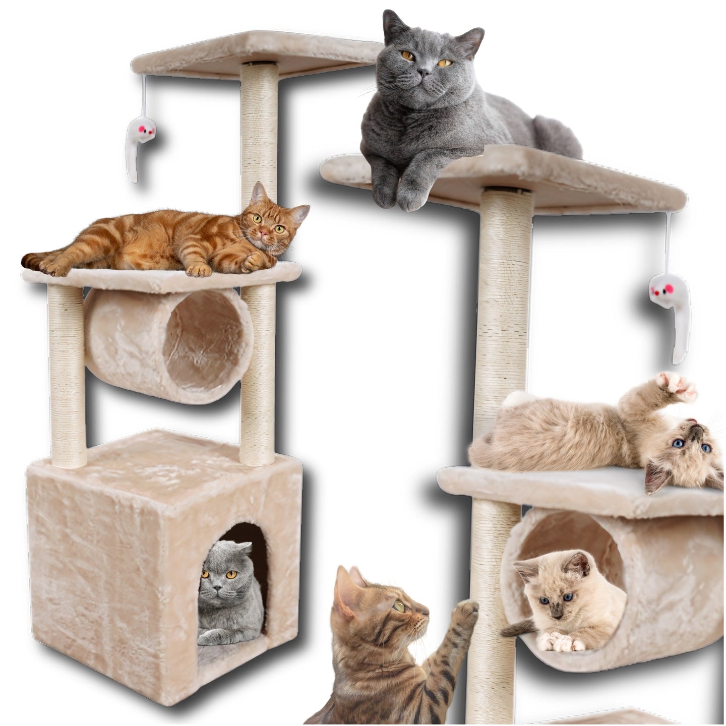 Cat scratcher large tall tree house booth bed post mouse roller