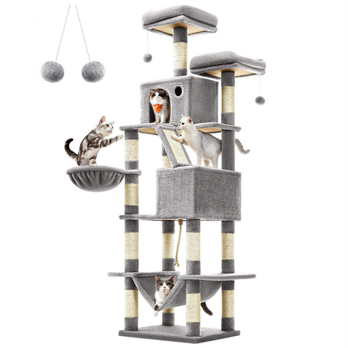 Cat scratcher tower bed cottage 5 levels toy on string 206cm