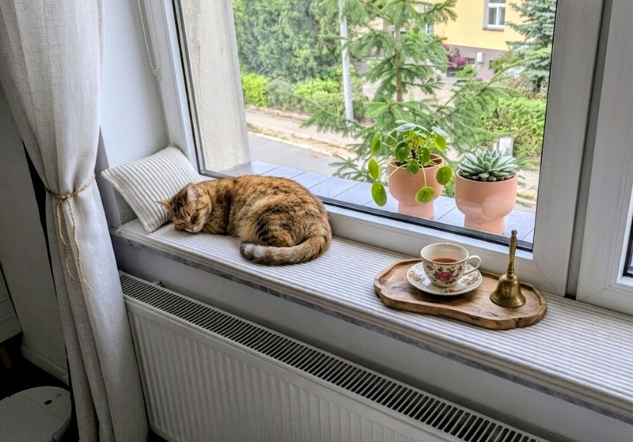 Cat window sill bed 100x25x3 cm THICK+ Cushion Corduroy Velcro BEIGE Packaging status original