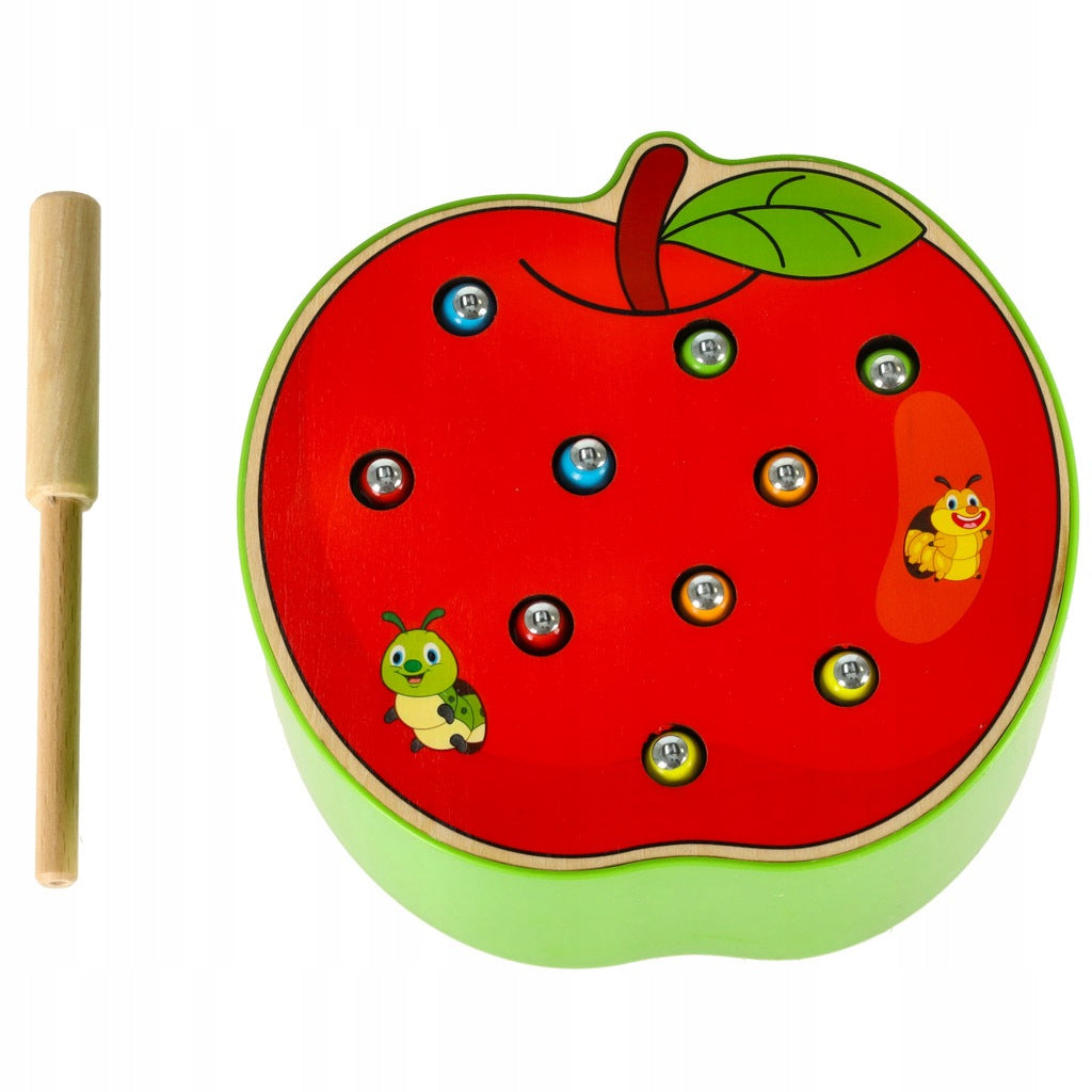 Catch the worm arcade game for children wooden apple Brand Ikonka