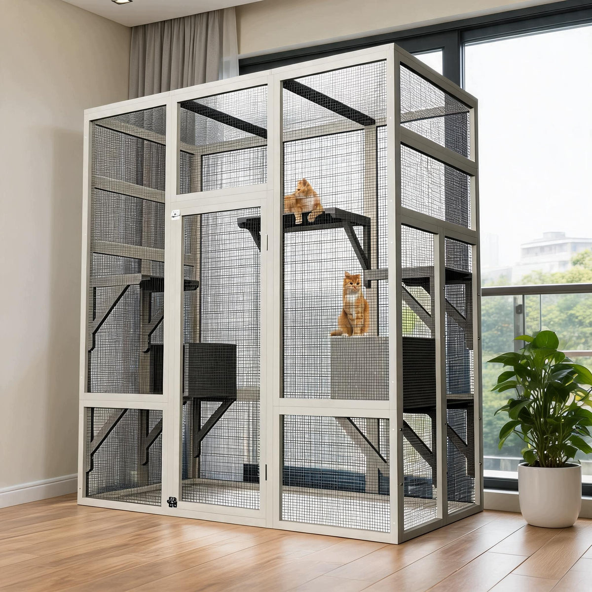 Catio Cat House, 5 Multi-Level Platforms, 2 Hideaway Rest Box, 160x82x178cm
