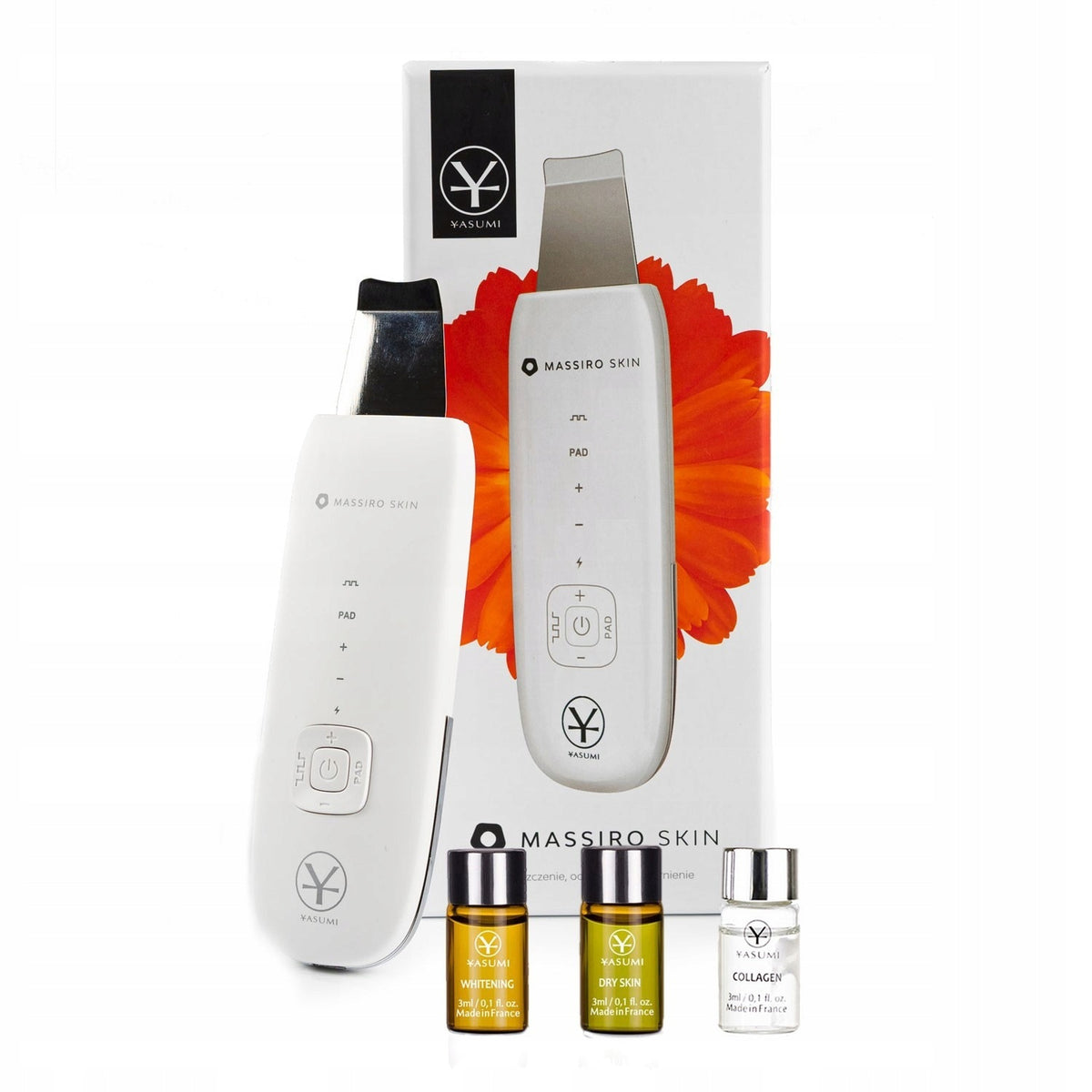 Cavitation peeling device with Massiro sonophoresis + ampoule set