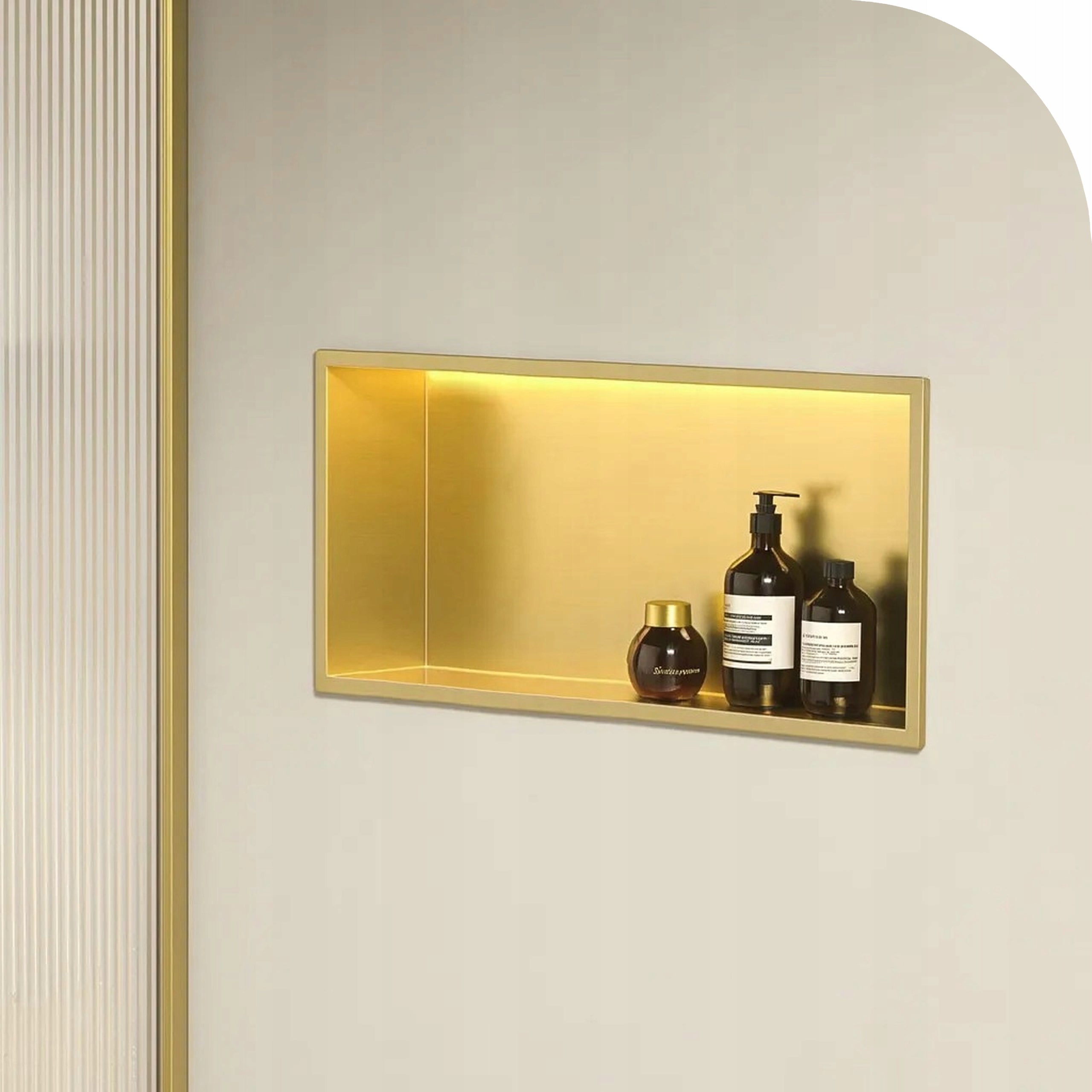 Cavity Shelf Rea Gold LED 60x30x10cm Stainless Steel Built-in Shower Packaging status original