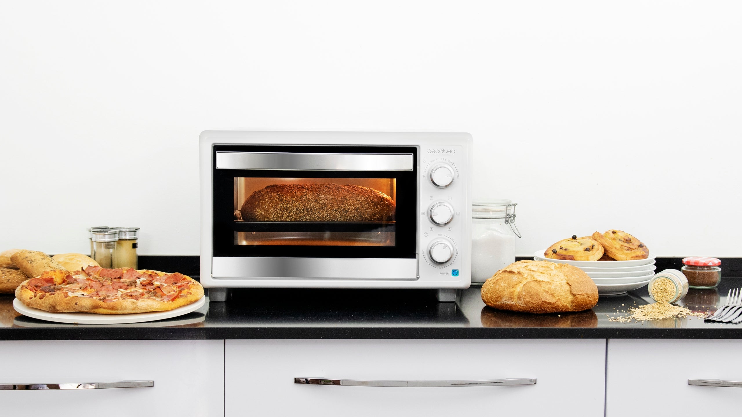 Cecotec Bake&Toast 2600 White 4Pizza Mini Oven Stone for Pizza White Packaging status original