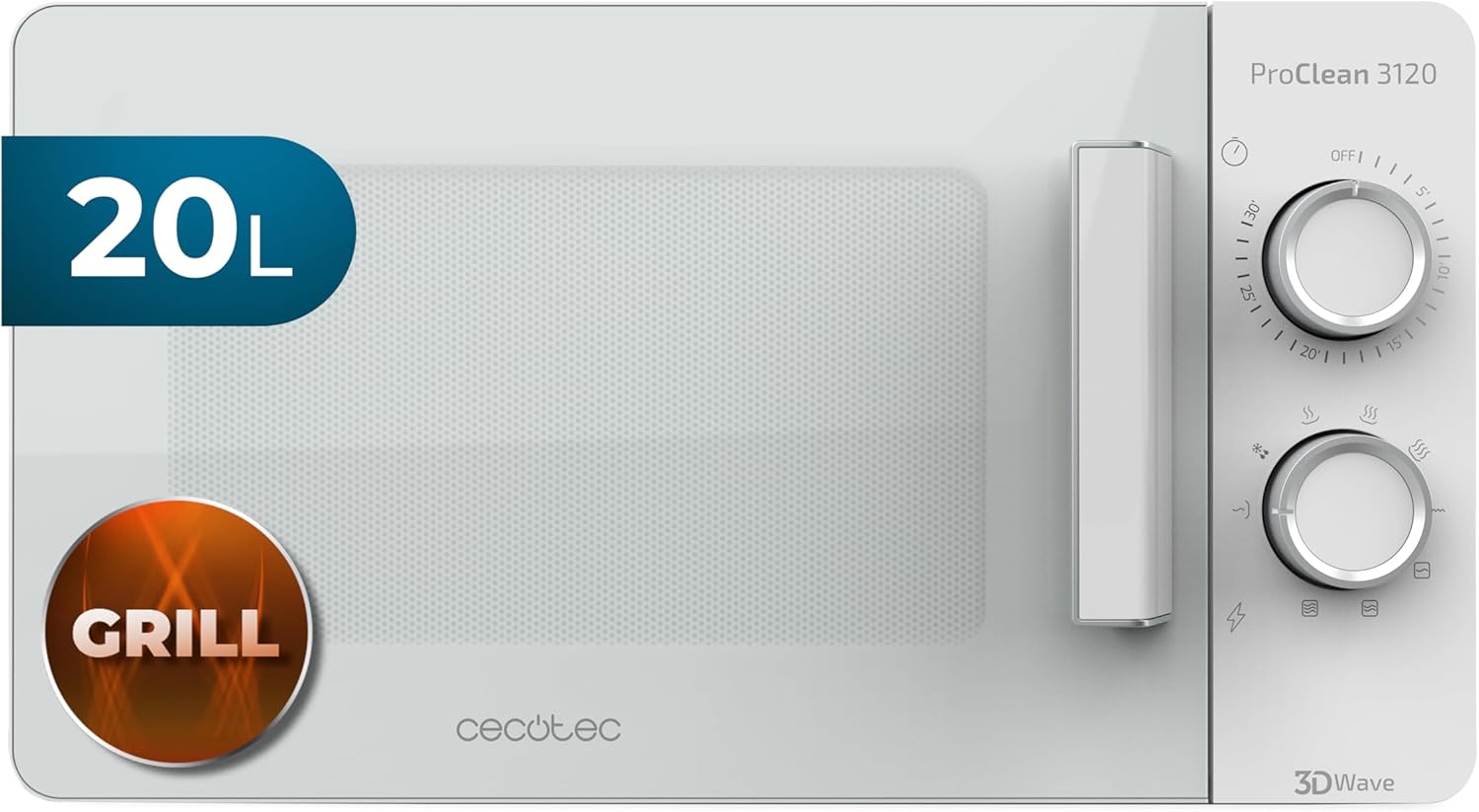 Cecotec Pro Clean 3120 Microwave 700W Grill 800W 3D Wave