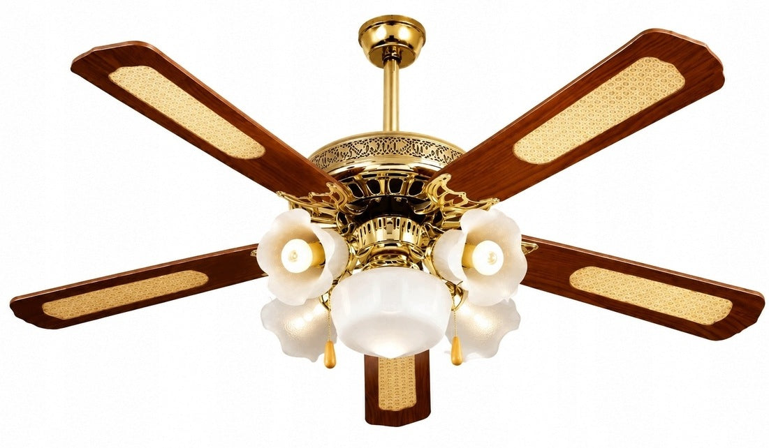 Ceiling Fan Brown 132cm | Windmill Chandelier Lamp E27 5/5 + PILOT Manufacturer code WENTYLATOREM SUFITOWY PILOT