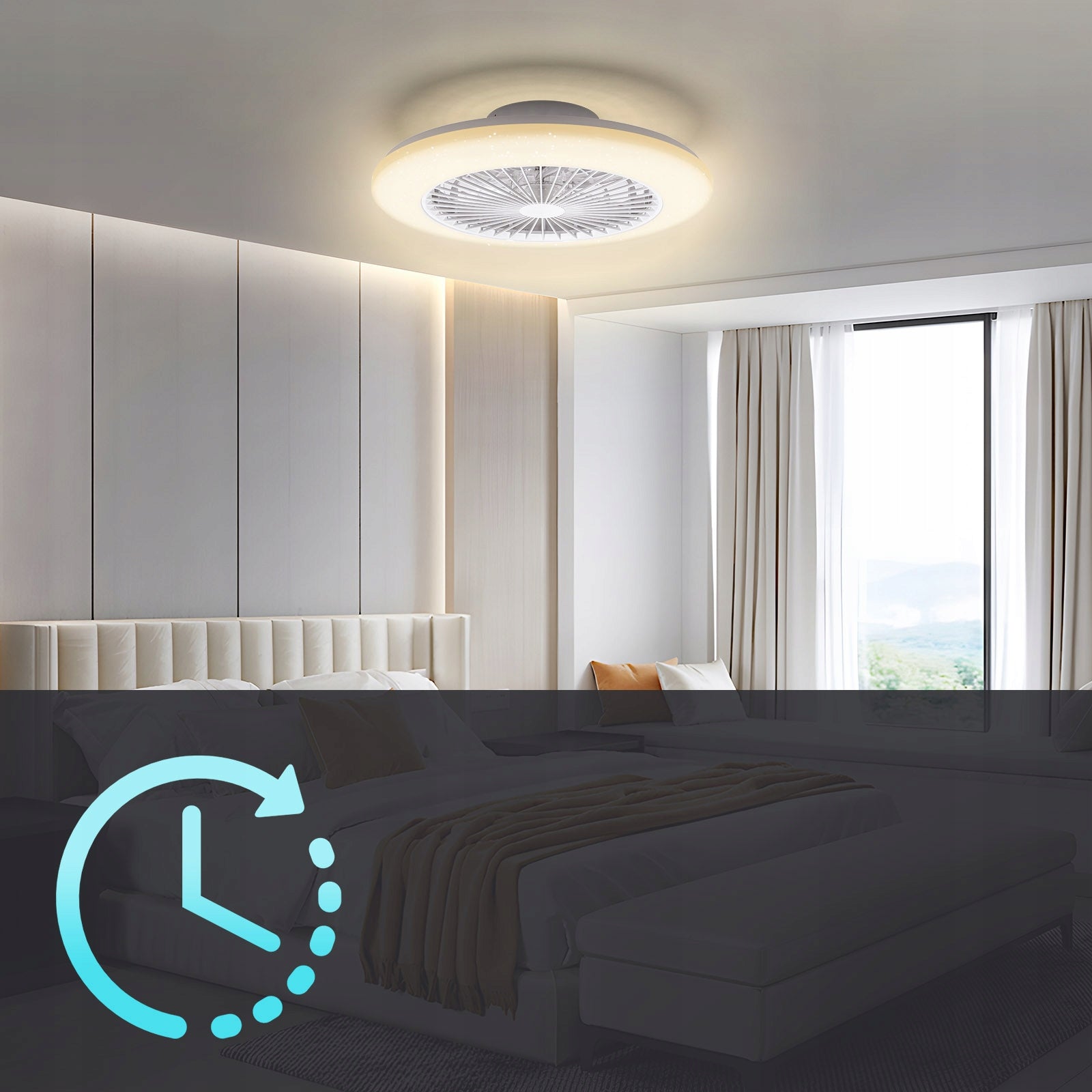 Ceiling Fan LED Lamp Aigostar with Remote Control White 58W 6500K Functions timer