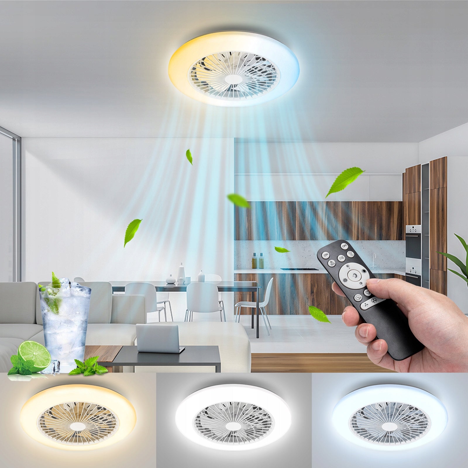 Ceiling Fan LED Lamp Aigostar with Remote Control White 58W 6500K