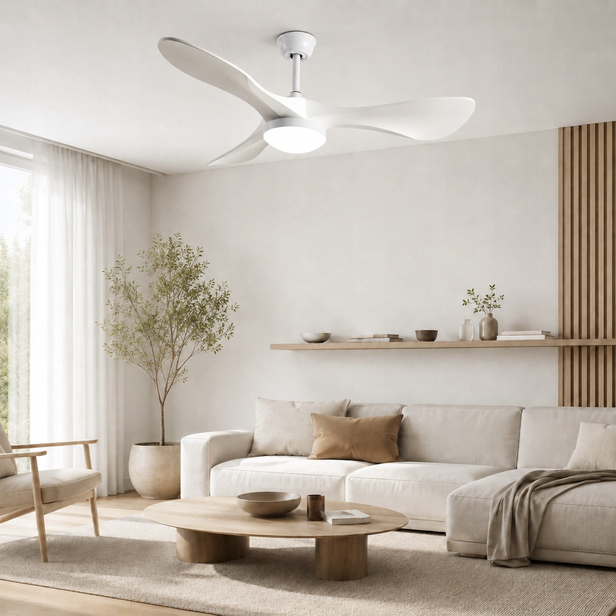 Ceiling Fan with LED Lamp 6 Speed Quiet Fan 106cm PILOT QUIET Manufacturer code PALMA White