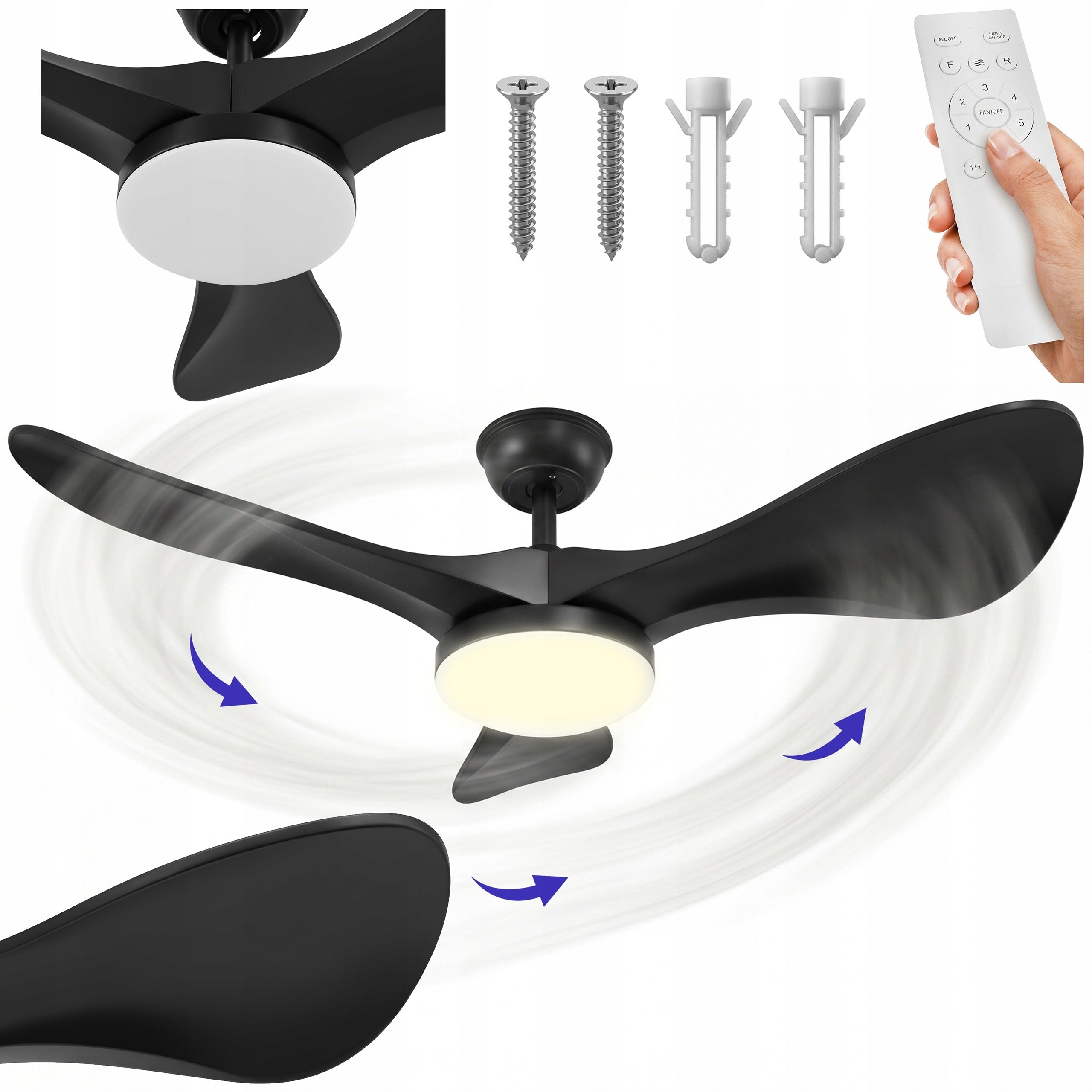 Ceiling Fan with LED Lamp 6 Speed Quiet Fan 106cm PILOT QUIET