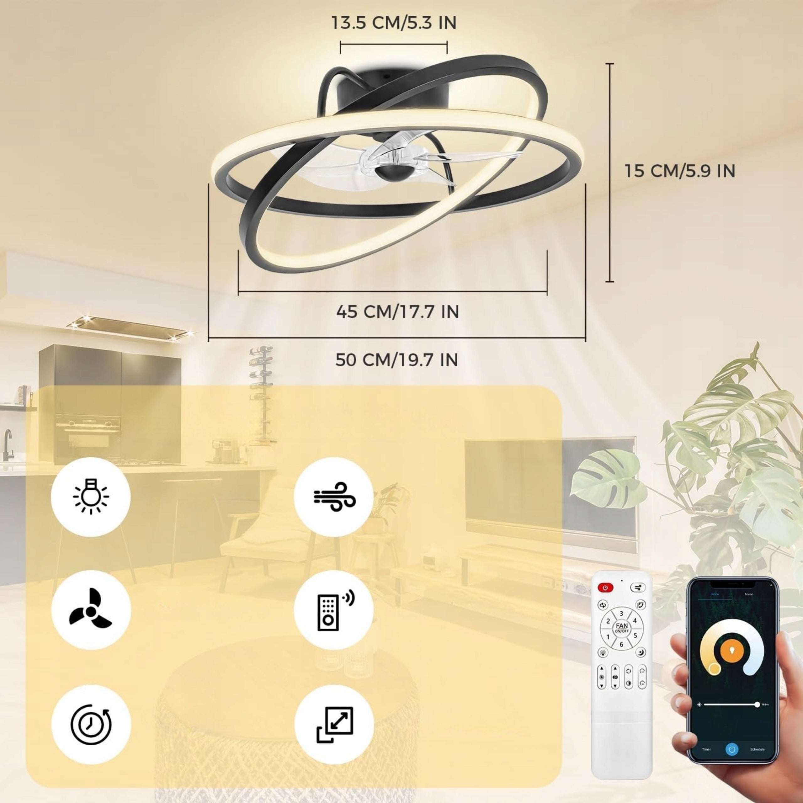 Ceiling Fan with Lighting Ceiling Lamp with LED Windmill 50 cm Manufacturer code wentylator sufitowy wiatrak z oświetleniem