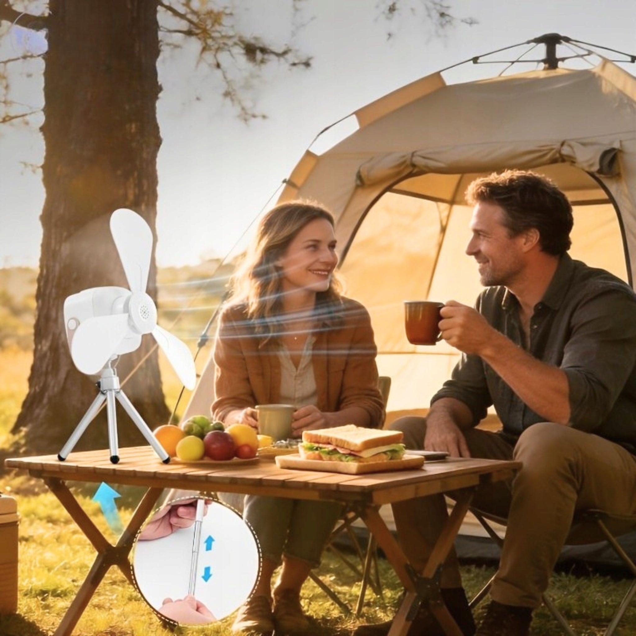 Ceiling Ventilator Portable Camping Fan 3600 mAh Battery Including Tripod Packaging status original