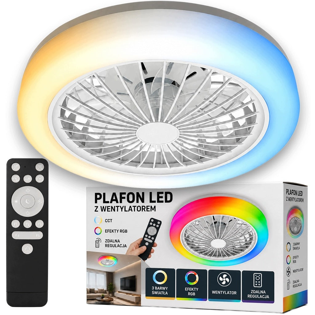 Ceiling fan with LED lamp plafond LED MAGIC RGB CCT memory remote control white