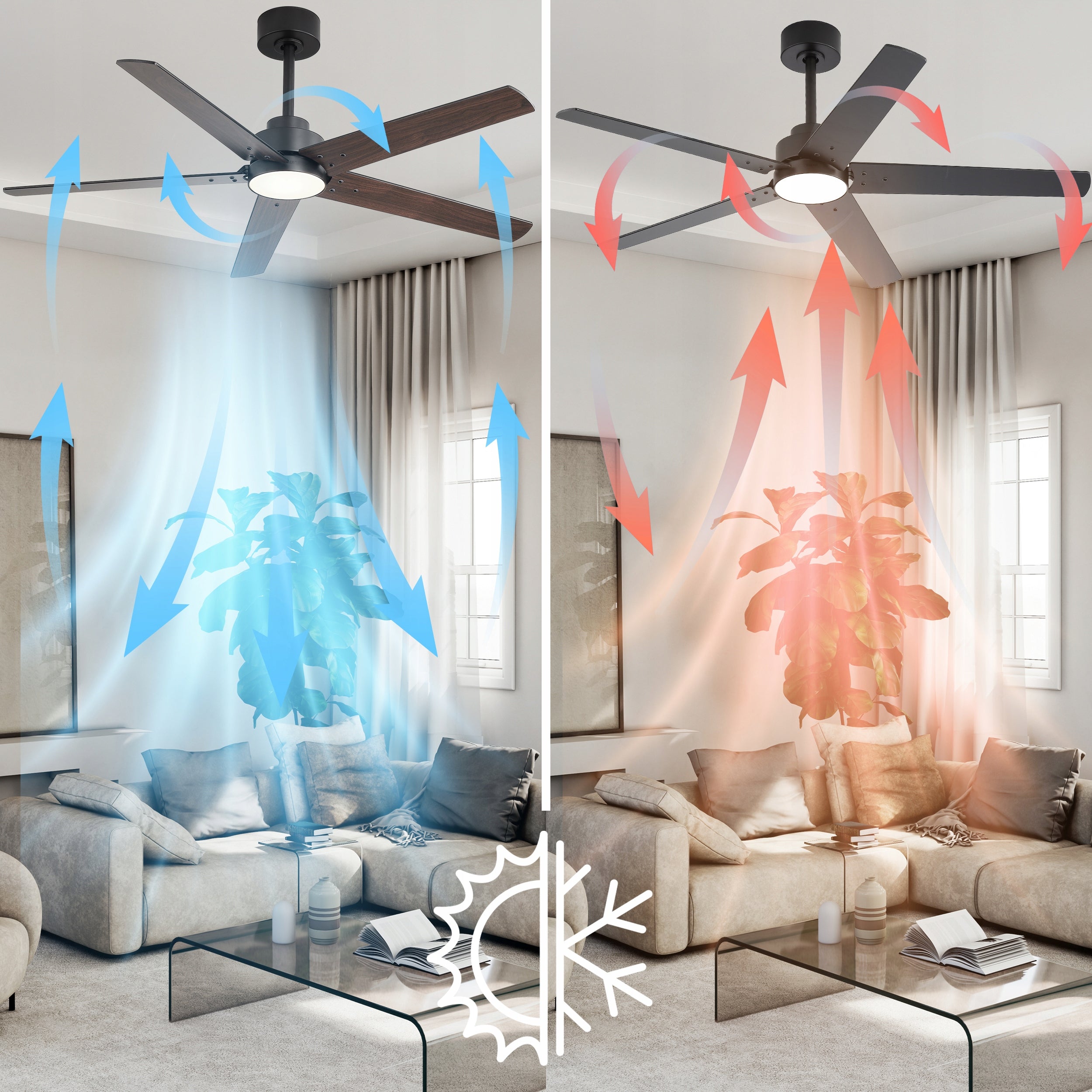 Ceiling fan with lamp EBERG STX 6 speed silent fan 132cm remote control Dominant color black