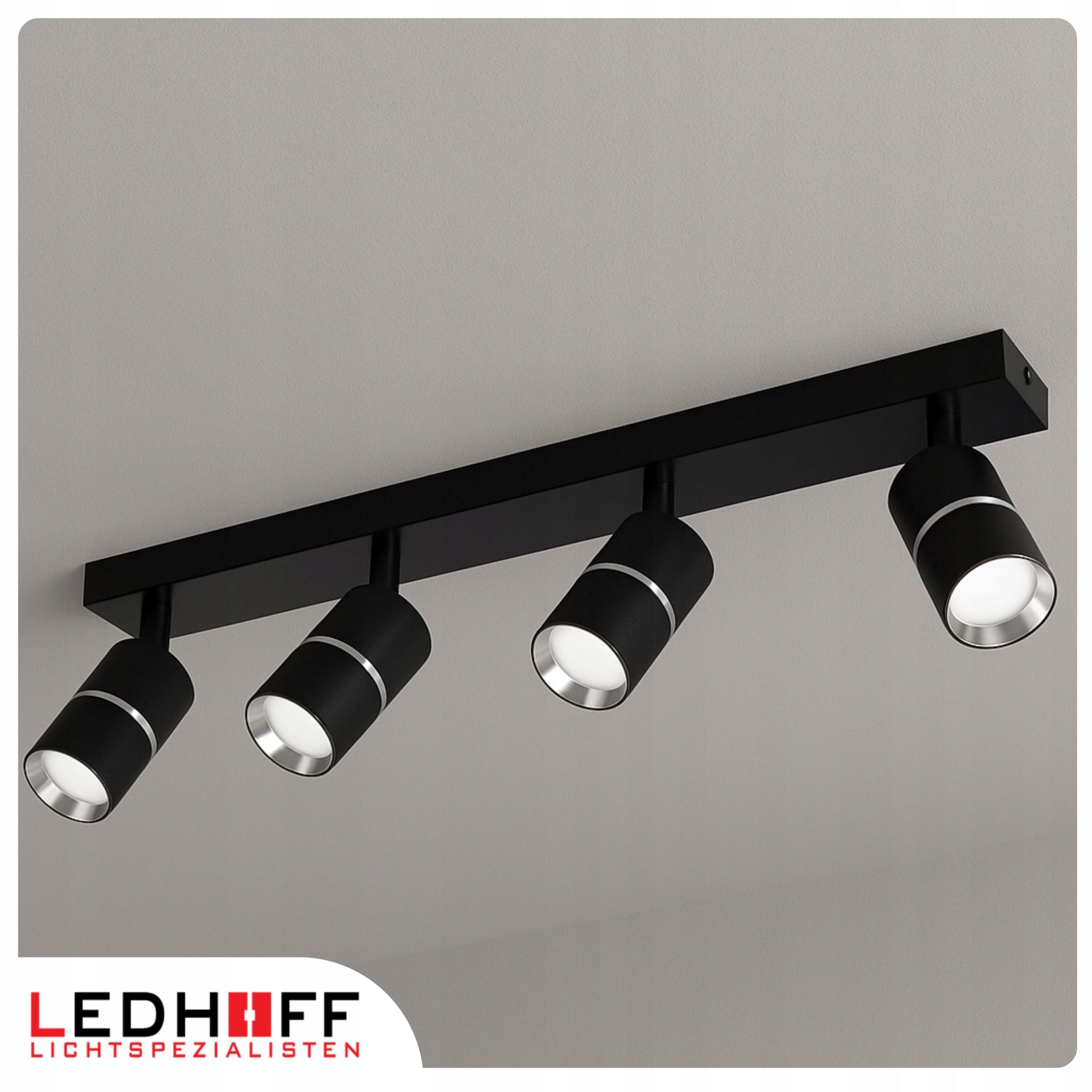 Ceiling lamp LED rail SPOT halogen fixture 4x GU10 TUBE BLACK silver Manufacturer code LUMIO-504-BS