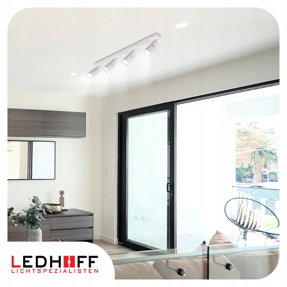 Ceiling lamp LED rail SPOT halogen fixture 4x GU10 TUBE WHITE silver Manufacturer code LUMIO-504-WS