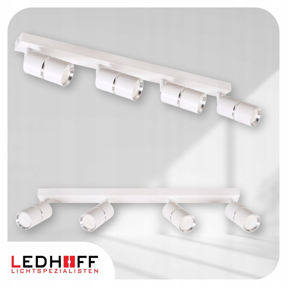 Ceiling lamp LED rail SPOT halogen fixture 4x GU10 TUBE WHITE silver Packaging status original