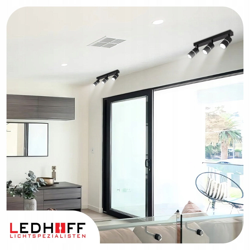 Ceiling lamp LED wall lamp SPOT fixture STRIP 3x GU10 TUBE BLACK silver Manufacturer code LUMIO-503-BS