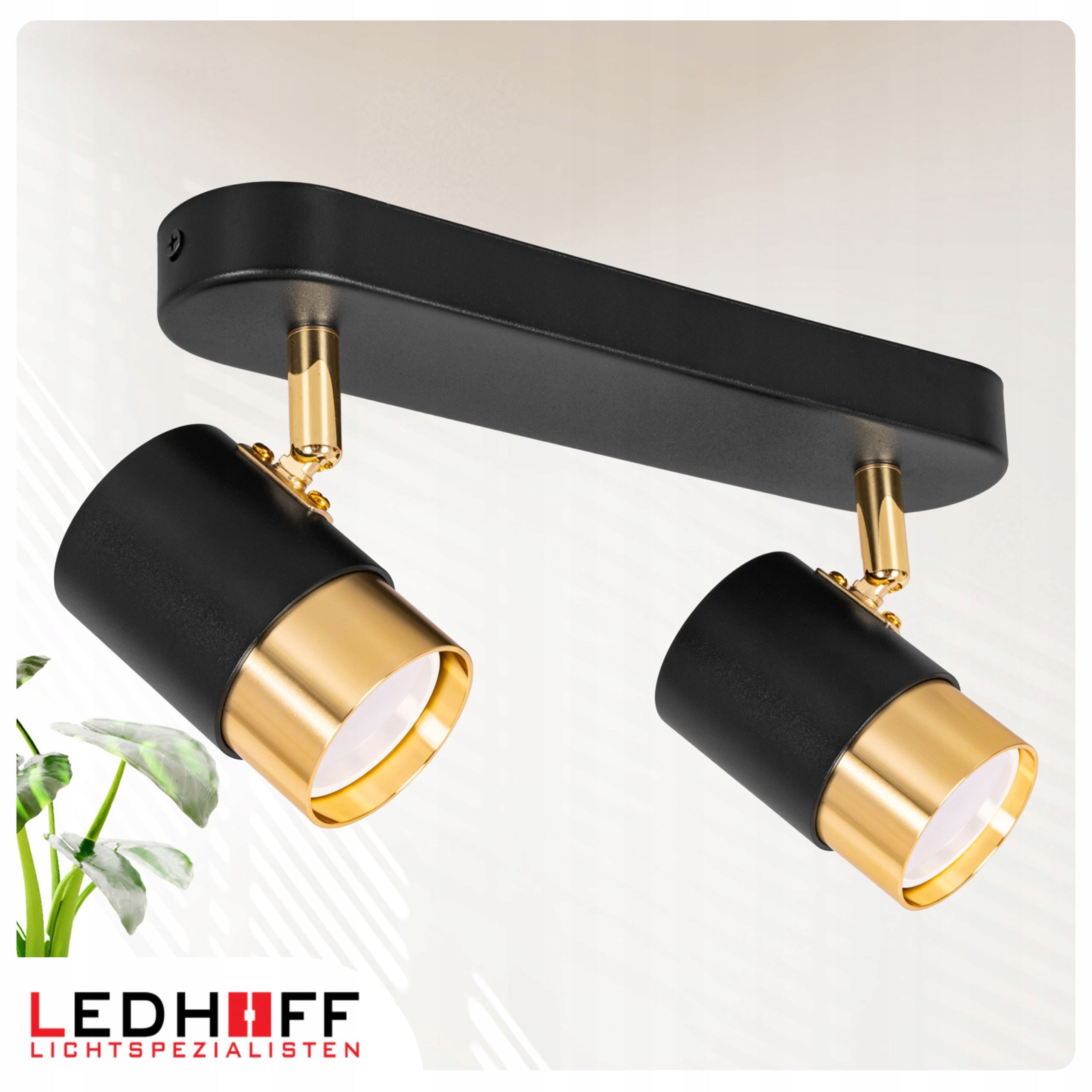 Ceiling lamp LED wall lamp SPOT halogen fixture 2x GU10 TUBE BLACK gold Packaging status original