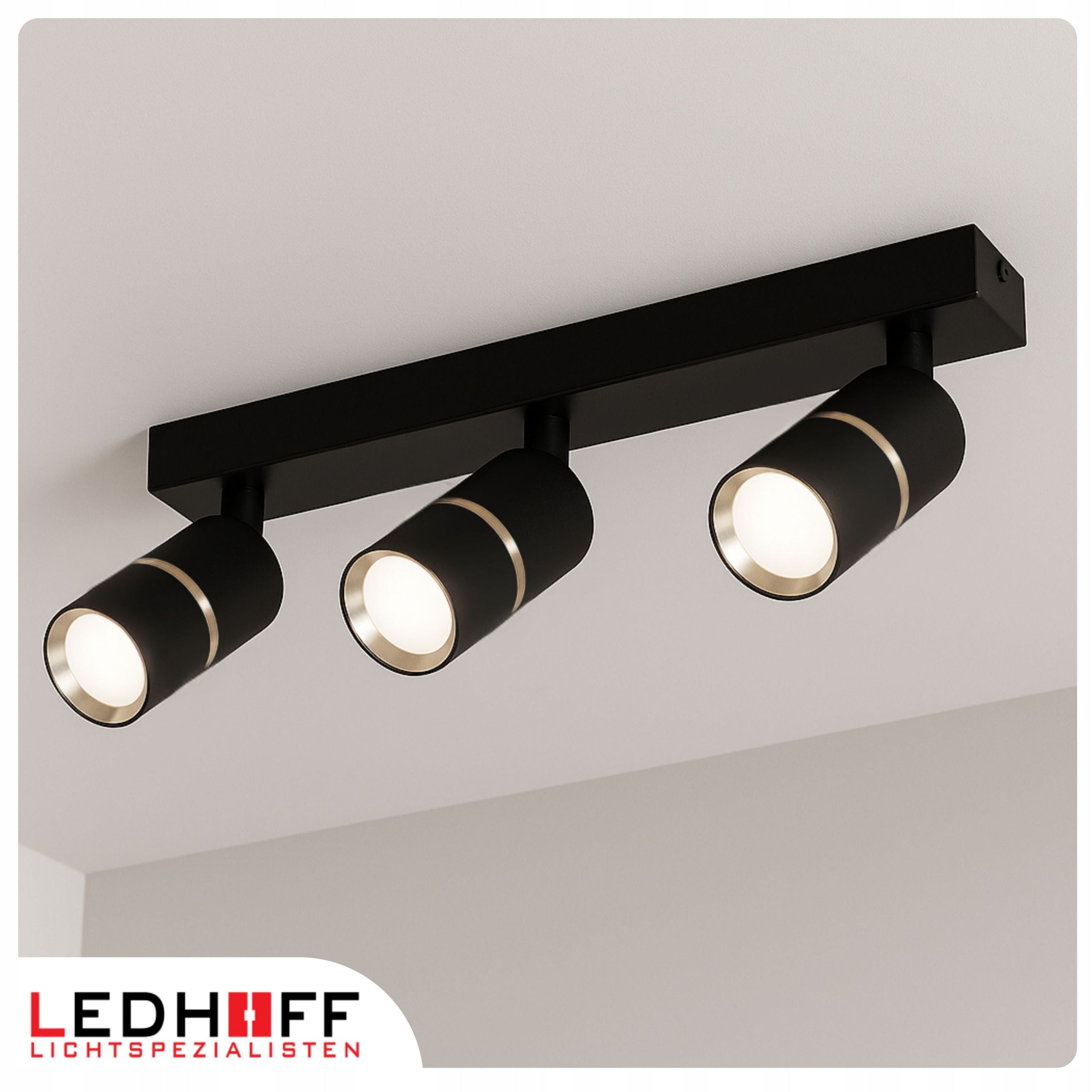 Ceiling lamp LED wall lamp SPOT luminaire STRIP 3x GU10 TUBE BLACK gold Packaging status original
