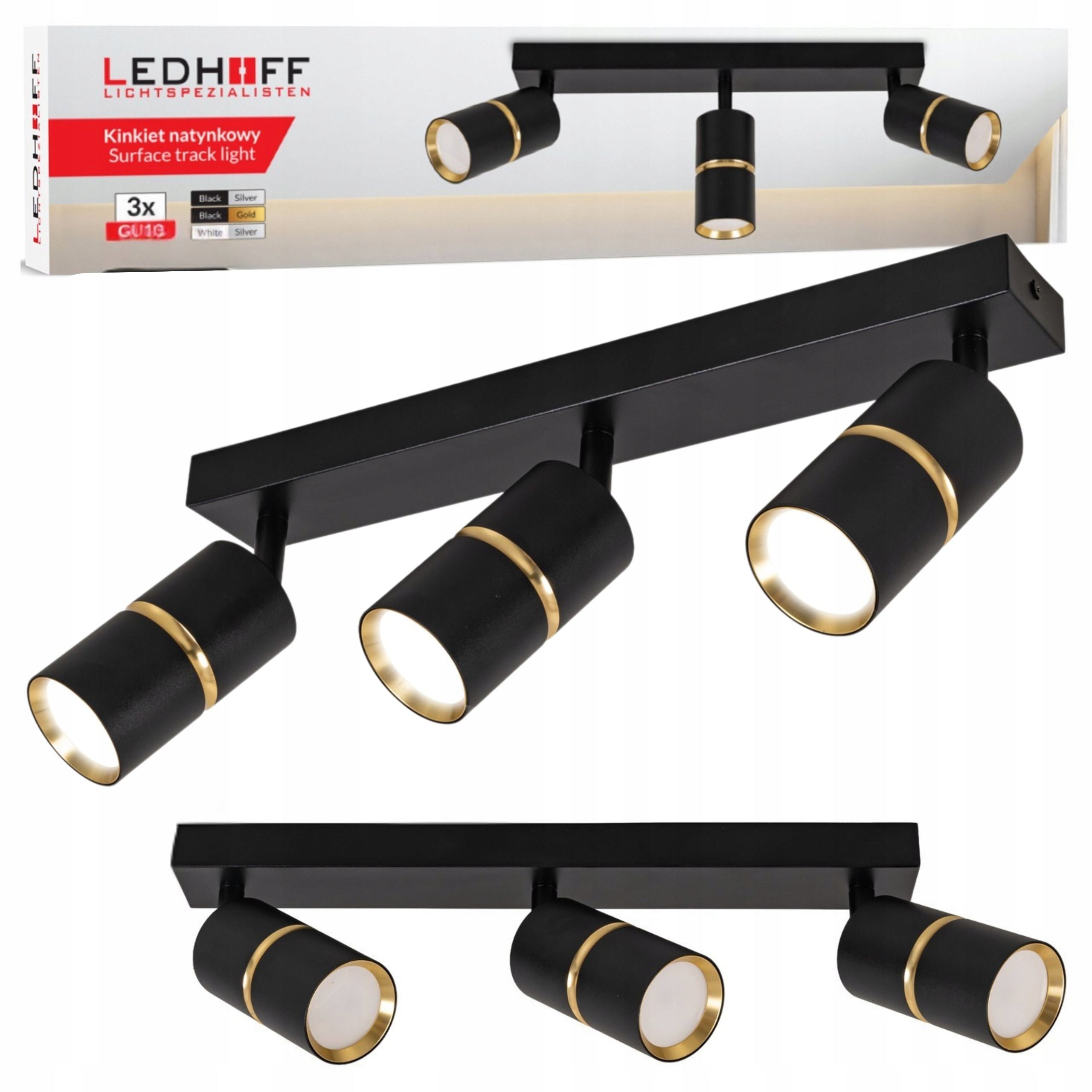 Ceiling lamp LED wall lamp SPOT luminaire STRIP 3x GU10 TUBE BLACK gold