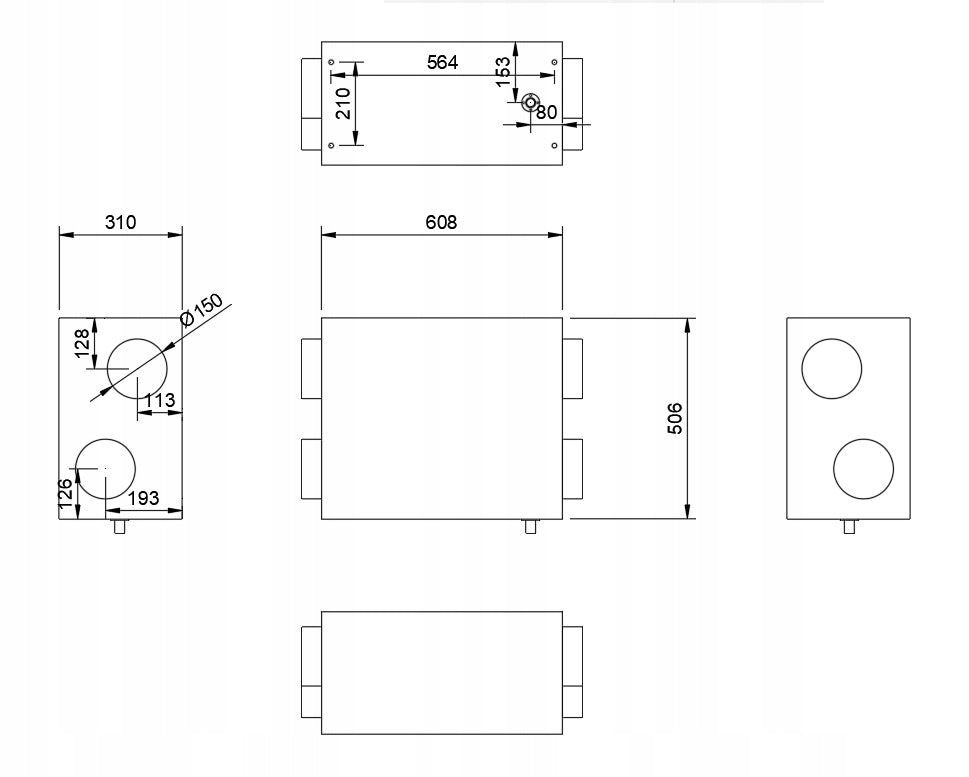 Centrala Rekuperator 350m3/h 95% - K.A.W.A. VENT CCF350H WIFI Packaging status original
