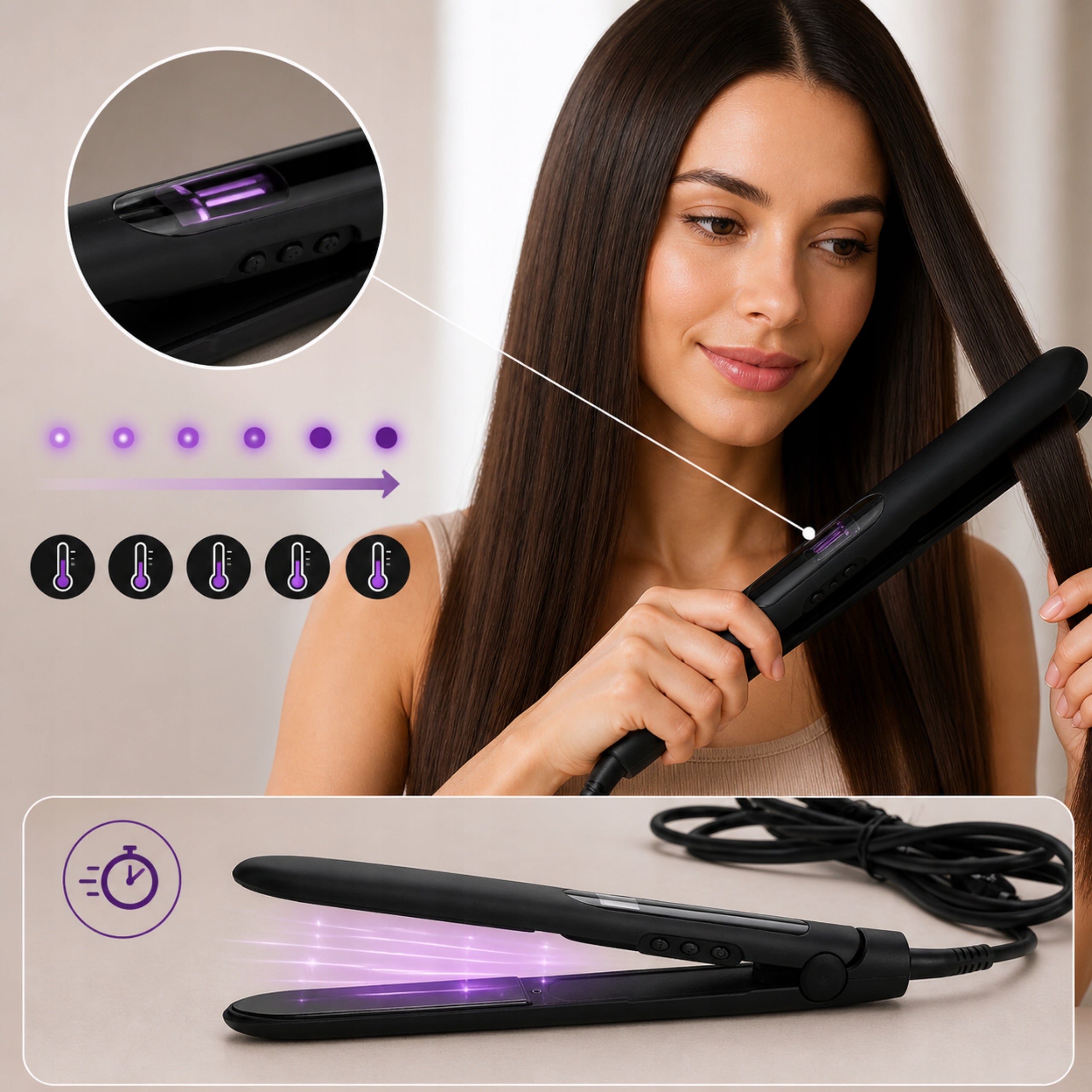 Cera Professional Hair Straightener Bullet Pro Ceramic Ionization Packaging status original