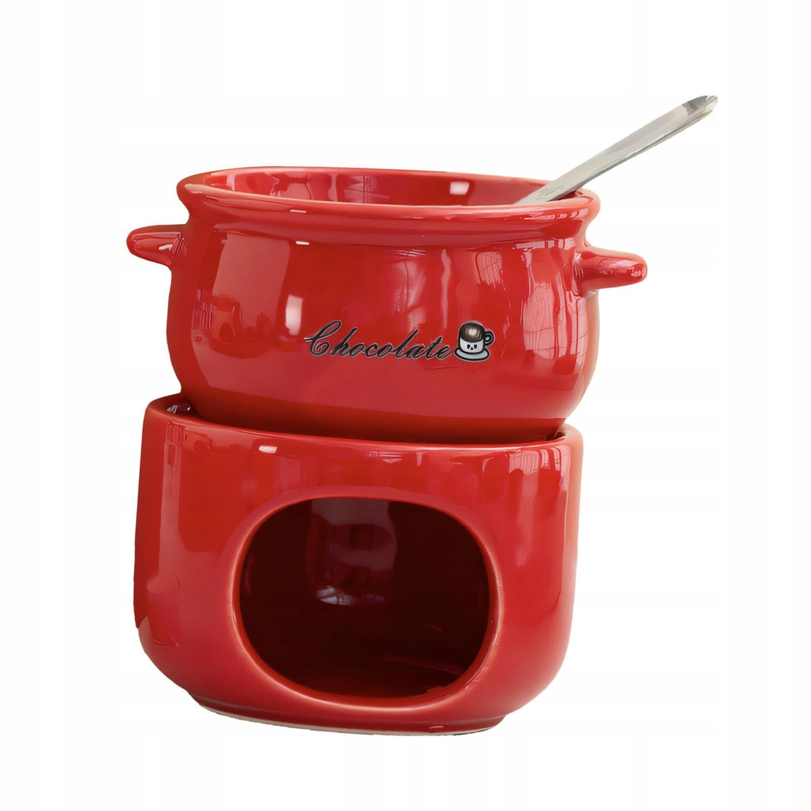 Ceramic Chocolate Melting Pot Chocolate Fondue Pot Kitchen Appliances Red Brand no brand