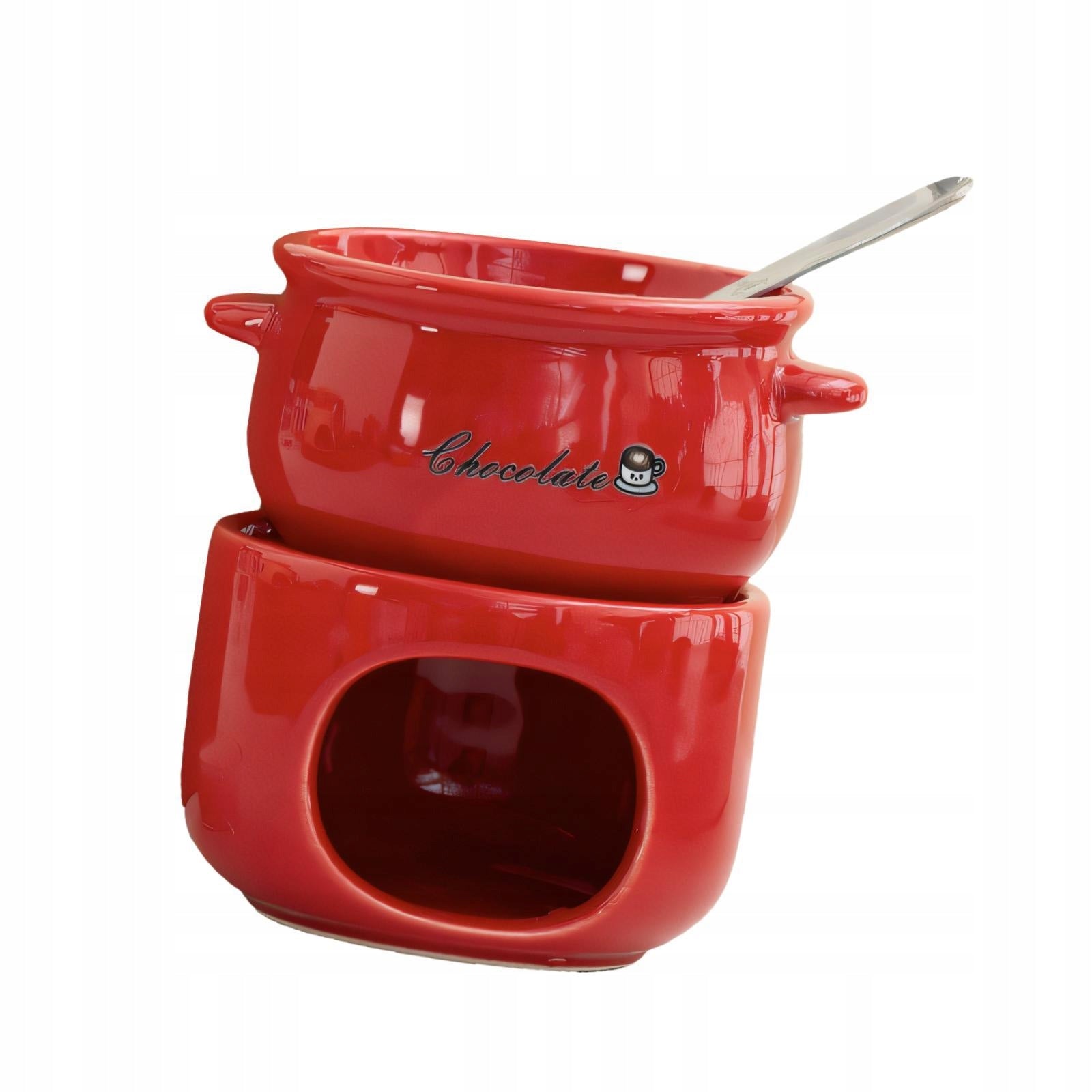 Ceramic Chocolate Melting Pot Chocolate Fondue Pot Kitchen Appliances Red Packaging status original