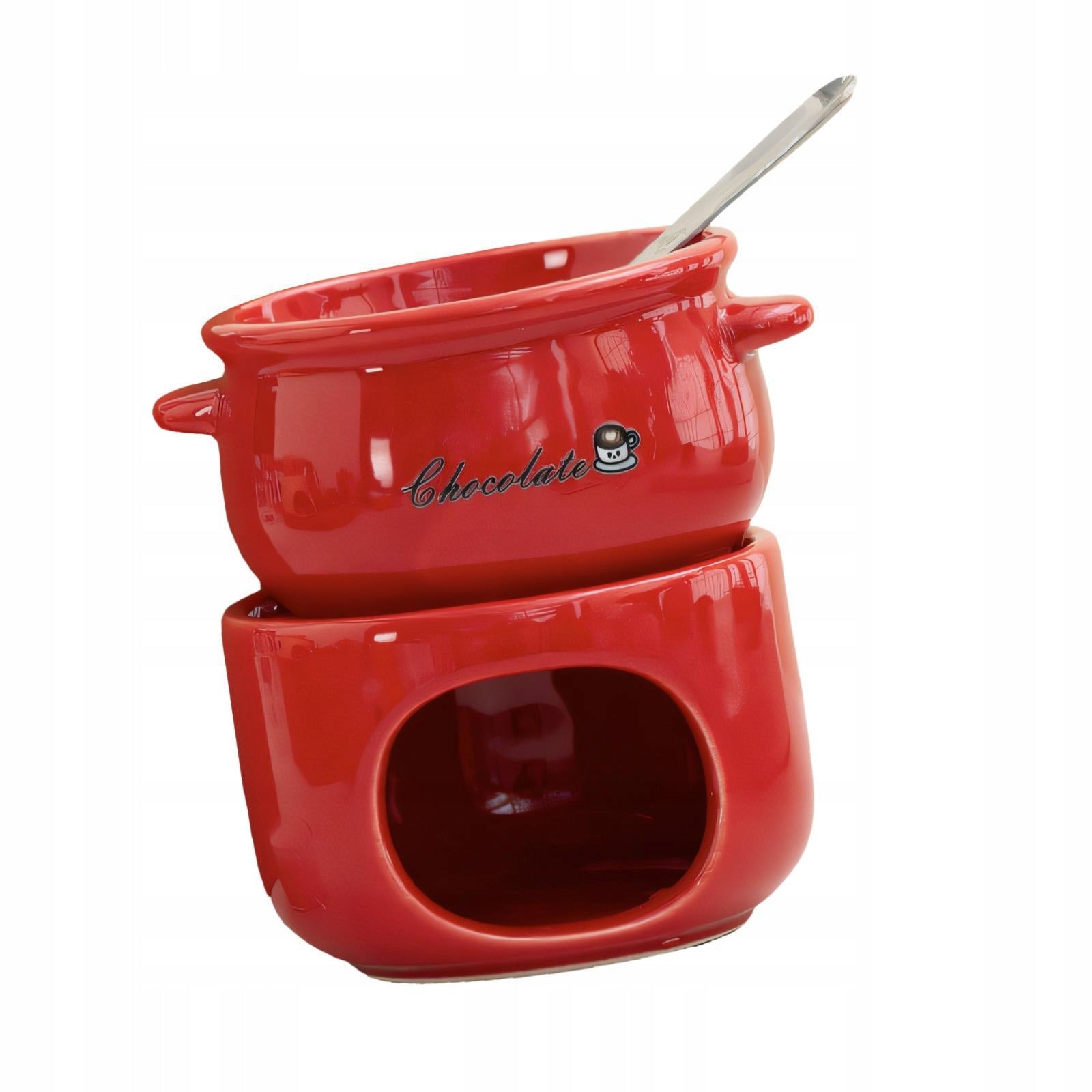Ceramic Chocolate Melting Pot Chocolate Fondue Pot Kitchen Appliances Red