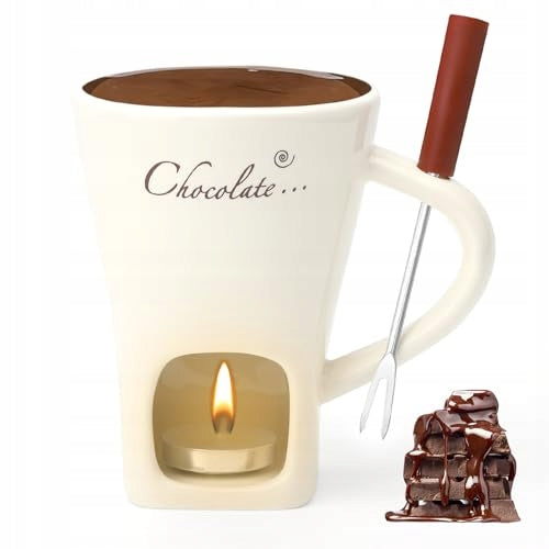 Ceramic Chocolate fondue set 130ml with forks Brand no brand
