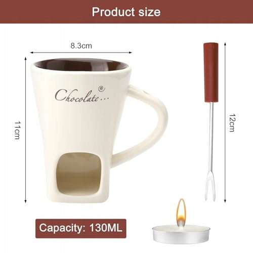 Ceramic Chocolate fondue set 130ml with forks Capacity 0.03 l