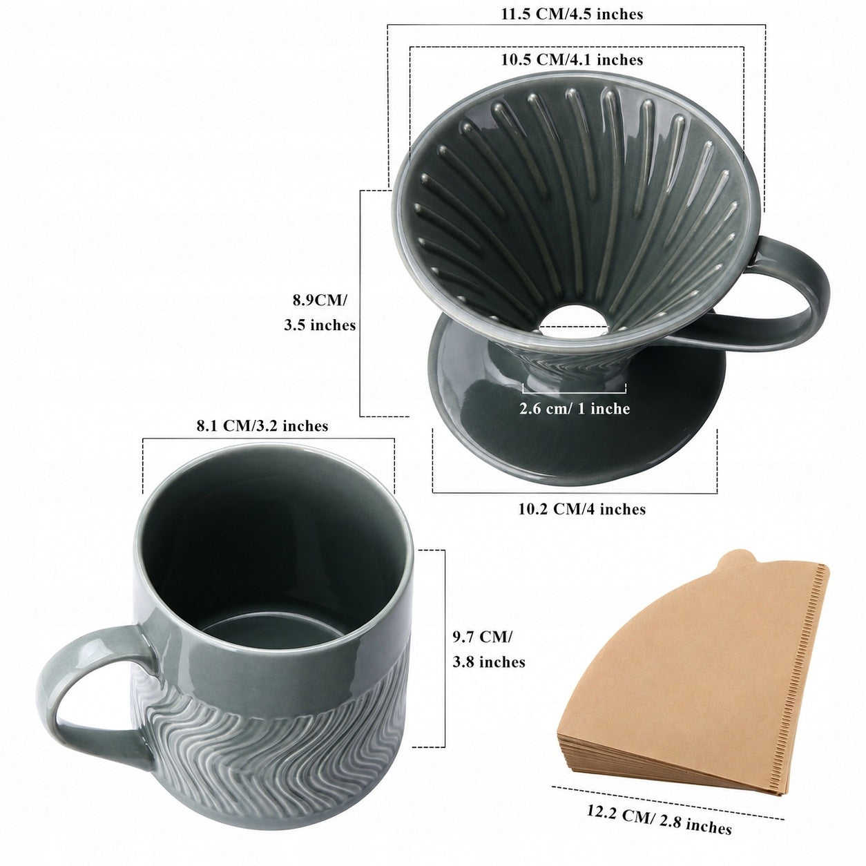 Ceramic Coffee Dripper Infuser Mug 450 ml 100 Filters Set Brand no brand