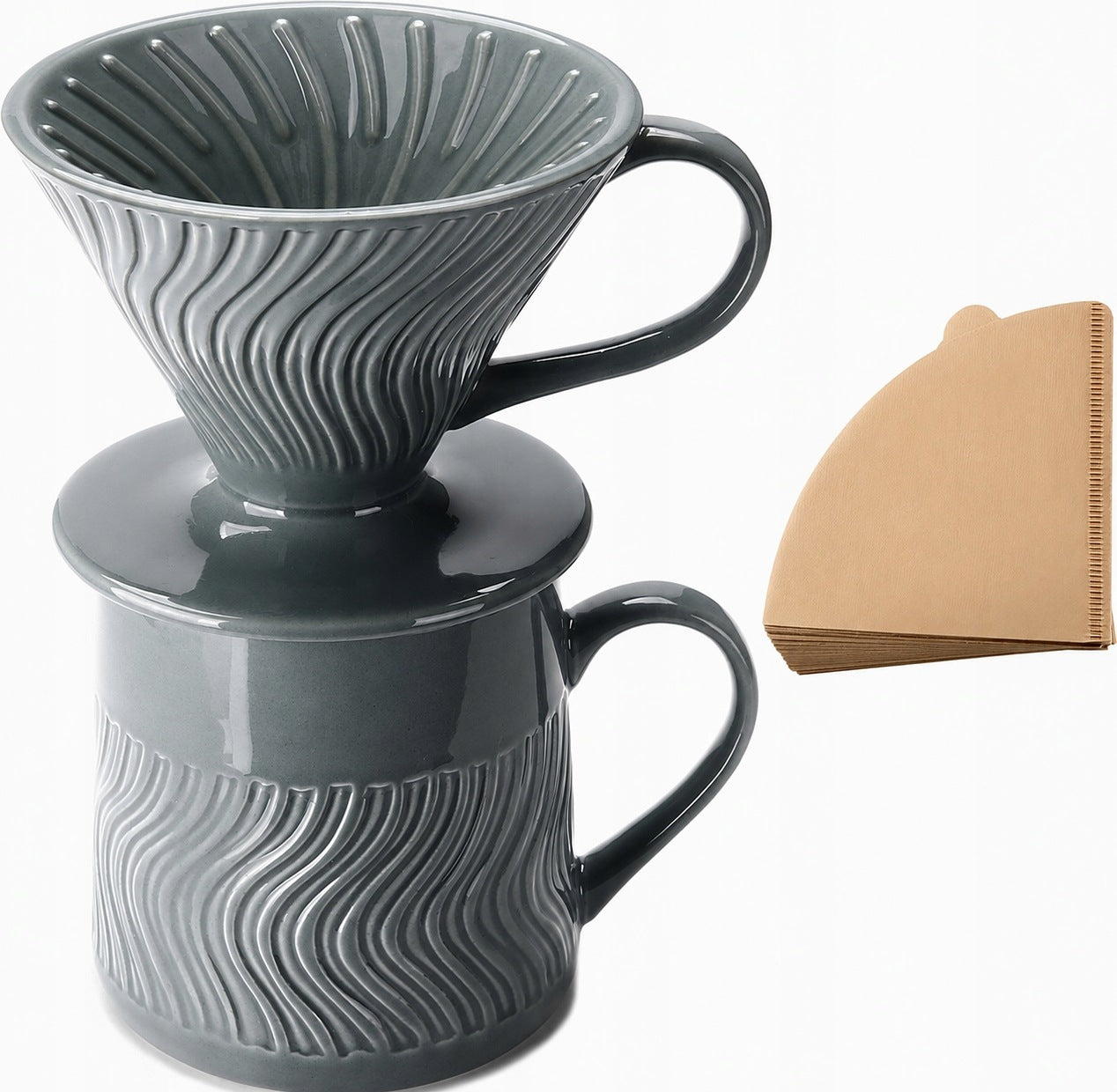 Ceramic Coffee Dripper Infuser Mug 450 ml 100 Filters Set