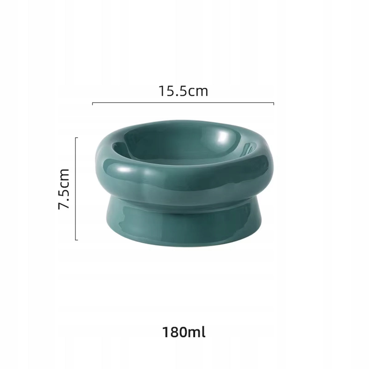Ceramic Design Cat Dog Bowl Elevated Dark Green 180ml Packaging status original