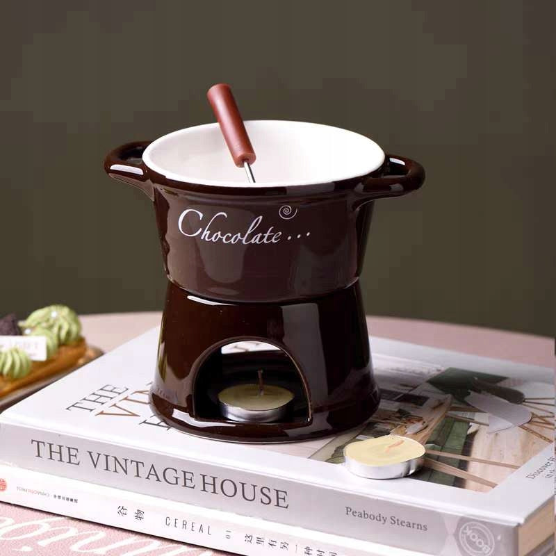 Ceramic Fireplace for Chocolate Sweet Fondue Cozy Evening Blanket Brand no brand