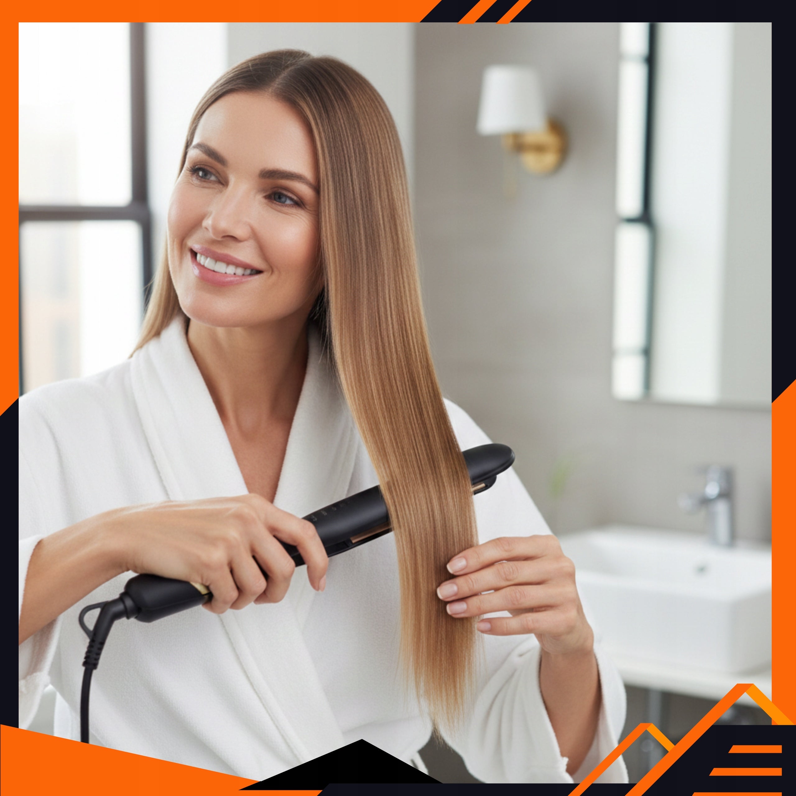 Ceramic Hair Straightener with Temperature Control Ionization Curls Packaging status original