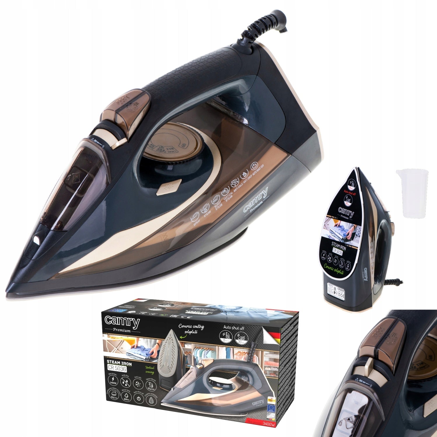 Ceramic Steam Iron 3400W FIREFIGHTER Self-Cleaning ANTI-DRIP CR 5036