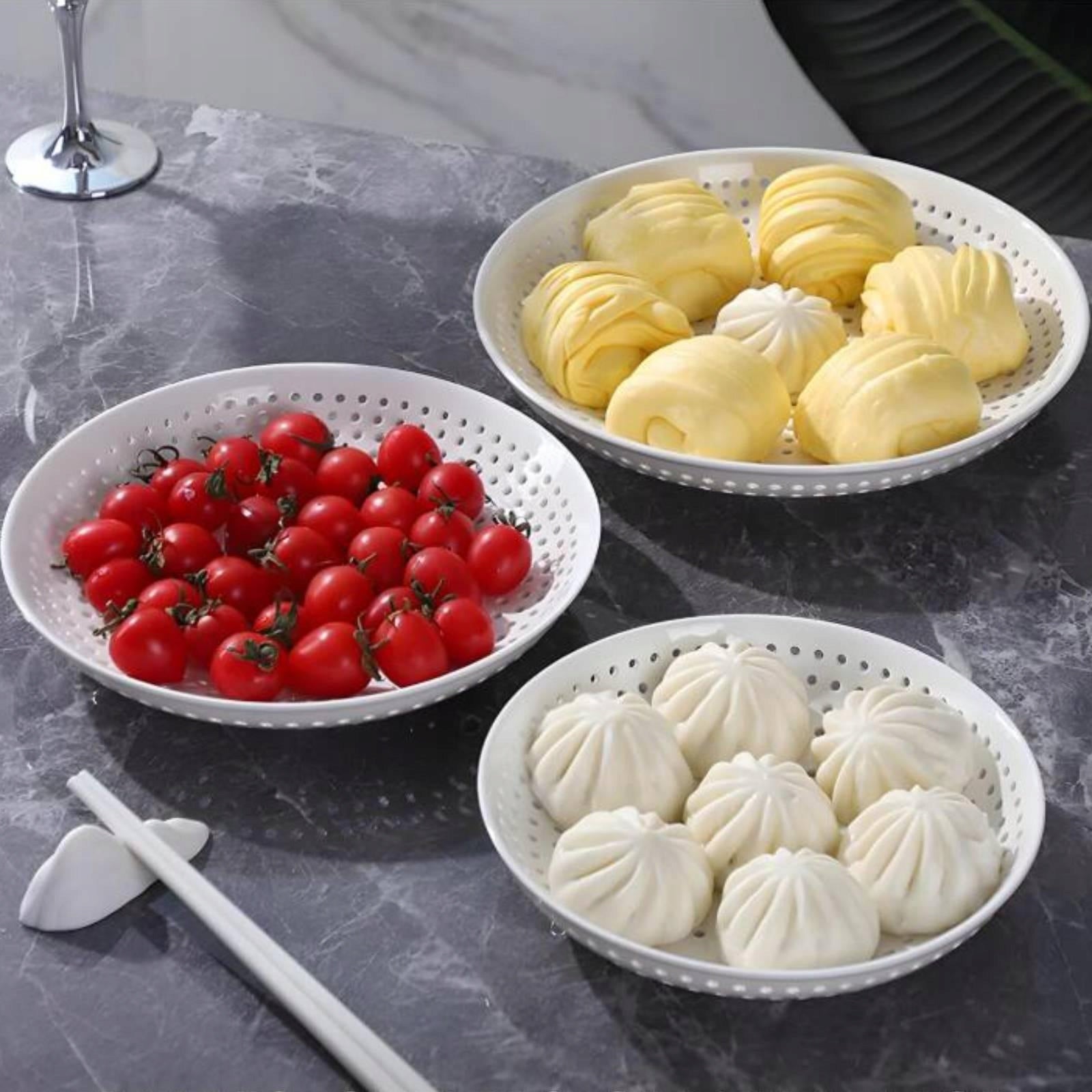 Ceramic Vegetable Steamer Basket Storage Compact Fruit Strainer Portable L Brand no brand