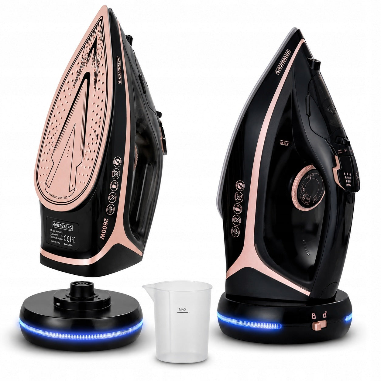 Ceramic WIRELESS Steam Iron 2200W 2in1 LED STATION Without Cable
